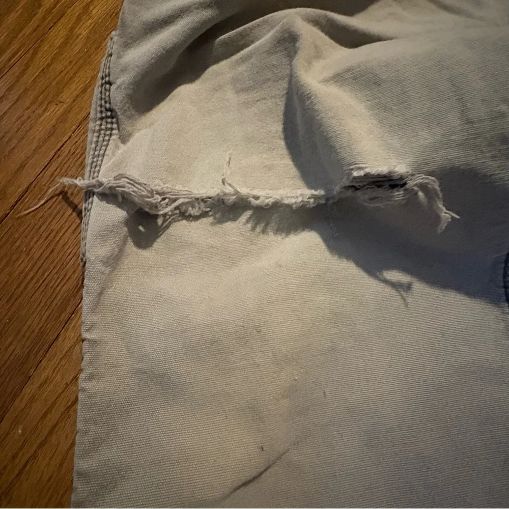 Distressed Carhartt Relaxed Fit Work Pants 33x30 Gray Double Knee Utility Cargo‎